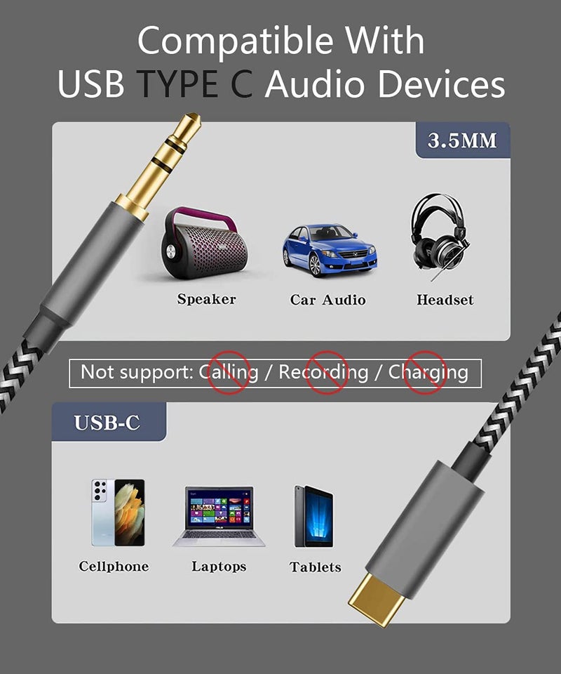 LecLooc USB C to 3.5mm Audio Aux Jack Cable 4FT, Type C to 3.5mm HiFi Aux Cord for iPhone 16 15 Pro Max 15 Pro 15 Plus, Google Pixel 9 8 7 6 Pro 5,Galaxy S24 S23 Ultra S22 S21 Note 20, OnePlus 7T 8Pro - Image 3
